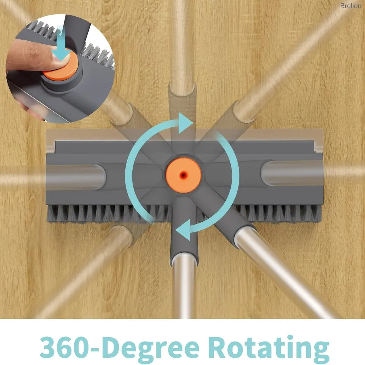 3-in-1 Heavy-Duty Floor Scrub Brush with Long Handle for Bathroom, Kitchen, Patio & Garage